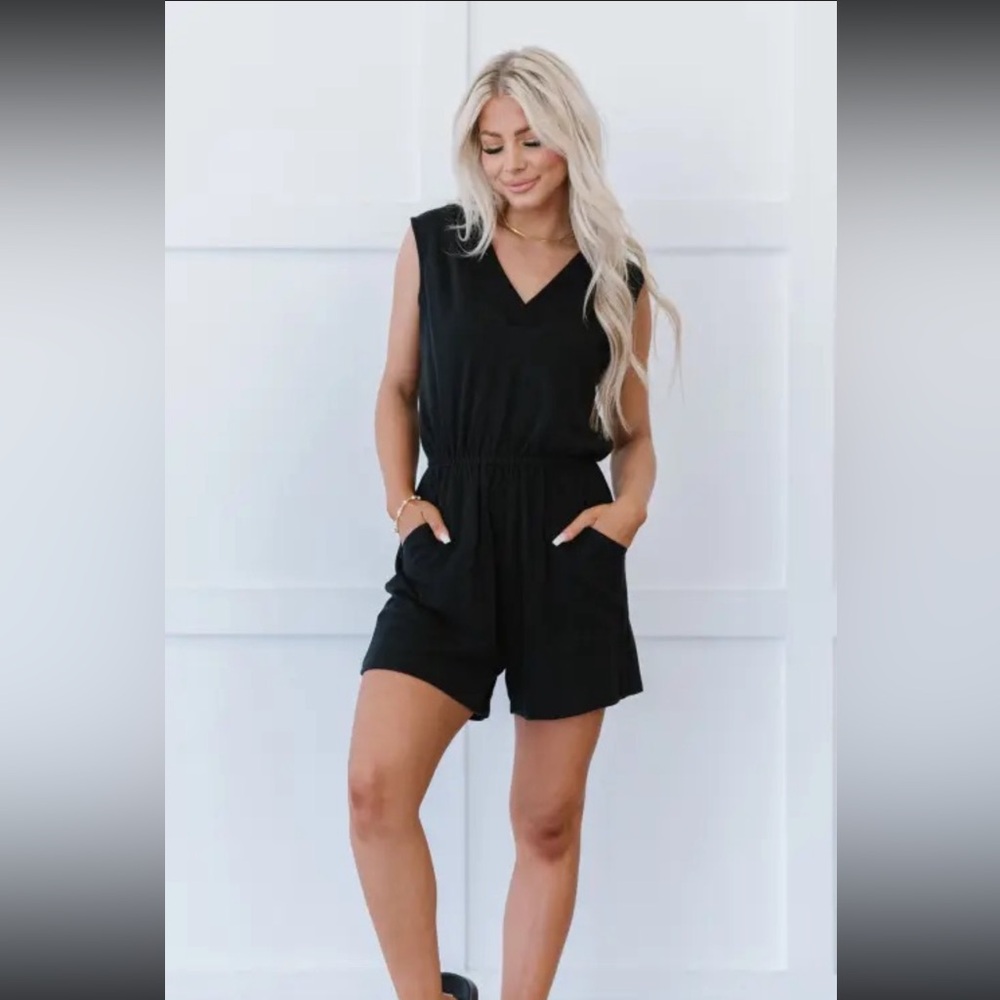 Zenana Pocket Romper - black